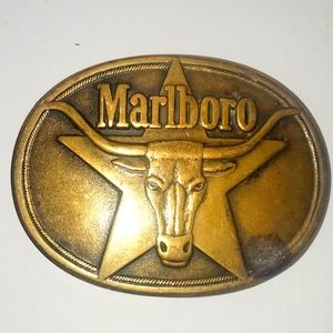 Marlboro Cigarettes Belt Buckle Solid Brass Philip Morris 1987